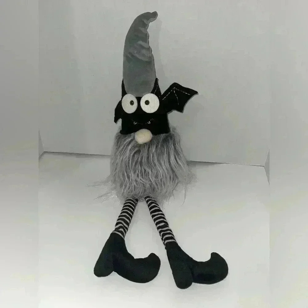 Halloween Gnome Plush Greeter Decor Large Sitting Bat On Hat Adorable 26" H